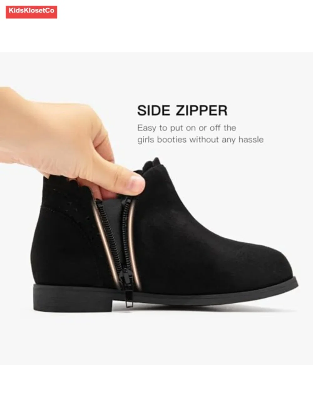 Girls Ankle Boots Toddler Little Big Kid Fall Boot with Bow Suede Side Zip